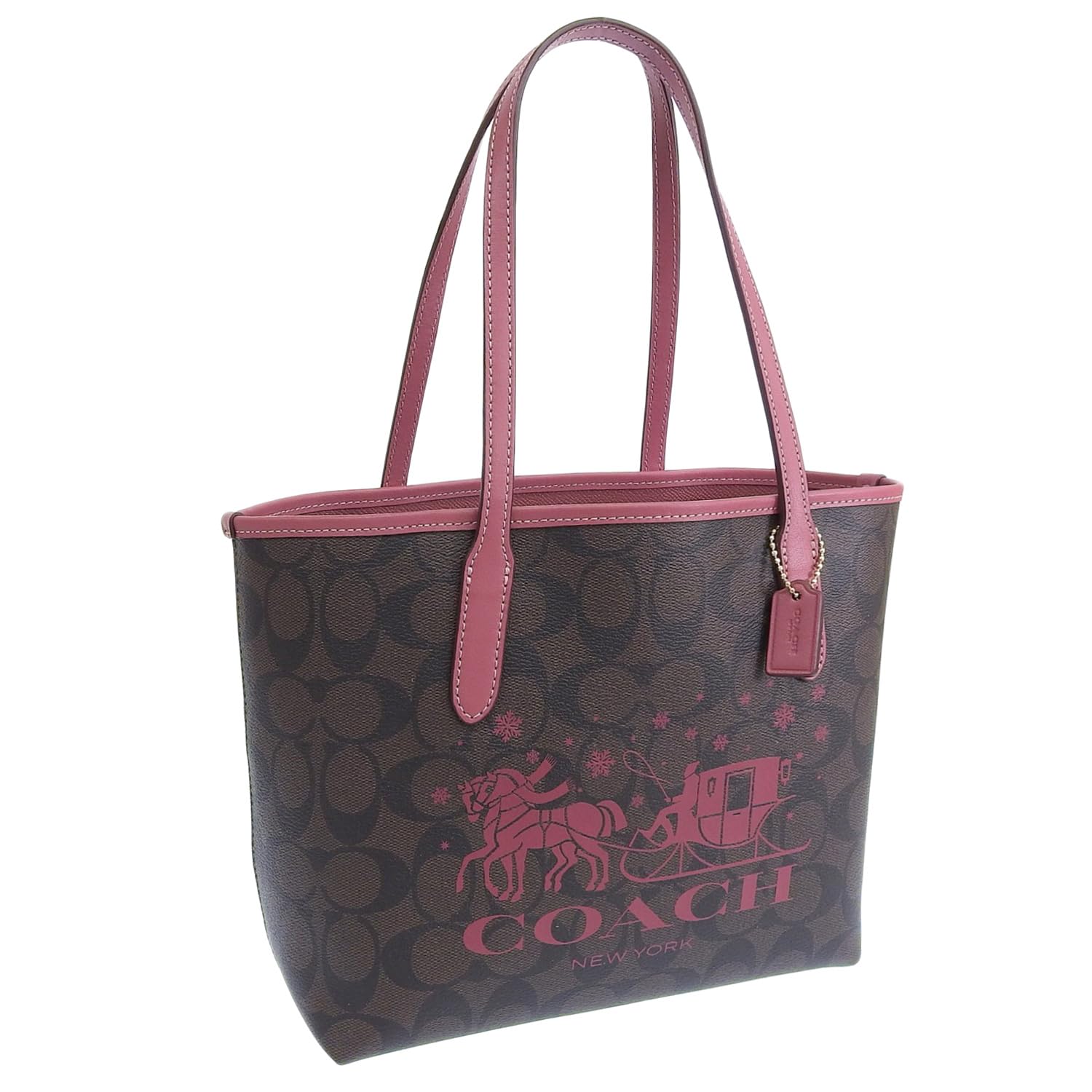 

[Coach] Women s Bag, Tote Bag, Outlet, Brand, Mini City Tote, Signature Canvas, Horse and Sleigh, CM183 (BROWN/ROUGE) [Parallel Import]