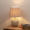 Basket Weave Table Lamp with Beige Linen Shade