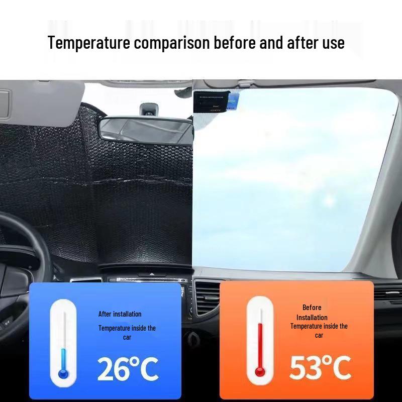 Universal Sun Visor for Car Windshields: Sun Protection & Heat Insulation, Front and Rear Coverage in One Piece