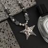 Goth Y2k Punk Necklace Beaded Simple Metal Necklace Sweater Chain Star Pendant Necklace  Streetwear