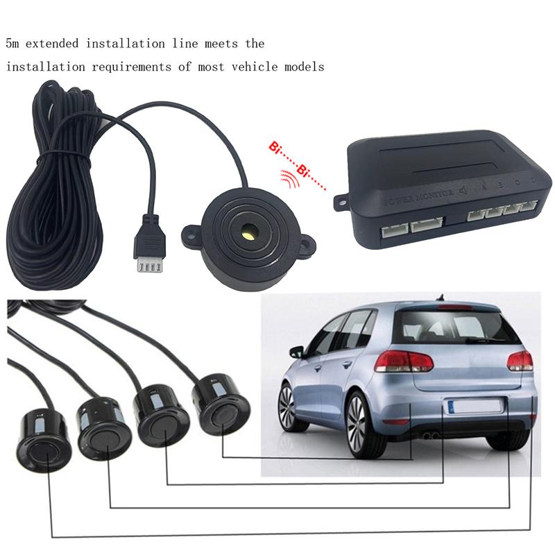 First Safe 12V 22mm Car Parking Sensor Kit Universal 4 Sensors Buzzer Reverse Backup Radar Sound Alert Indicator Probe System