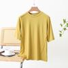 Women's Summer Patchwork Loose T-Shirt with Round Neck and Five-Sleeve Design