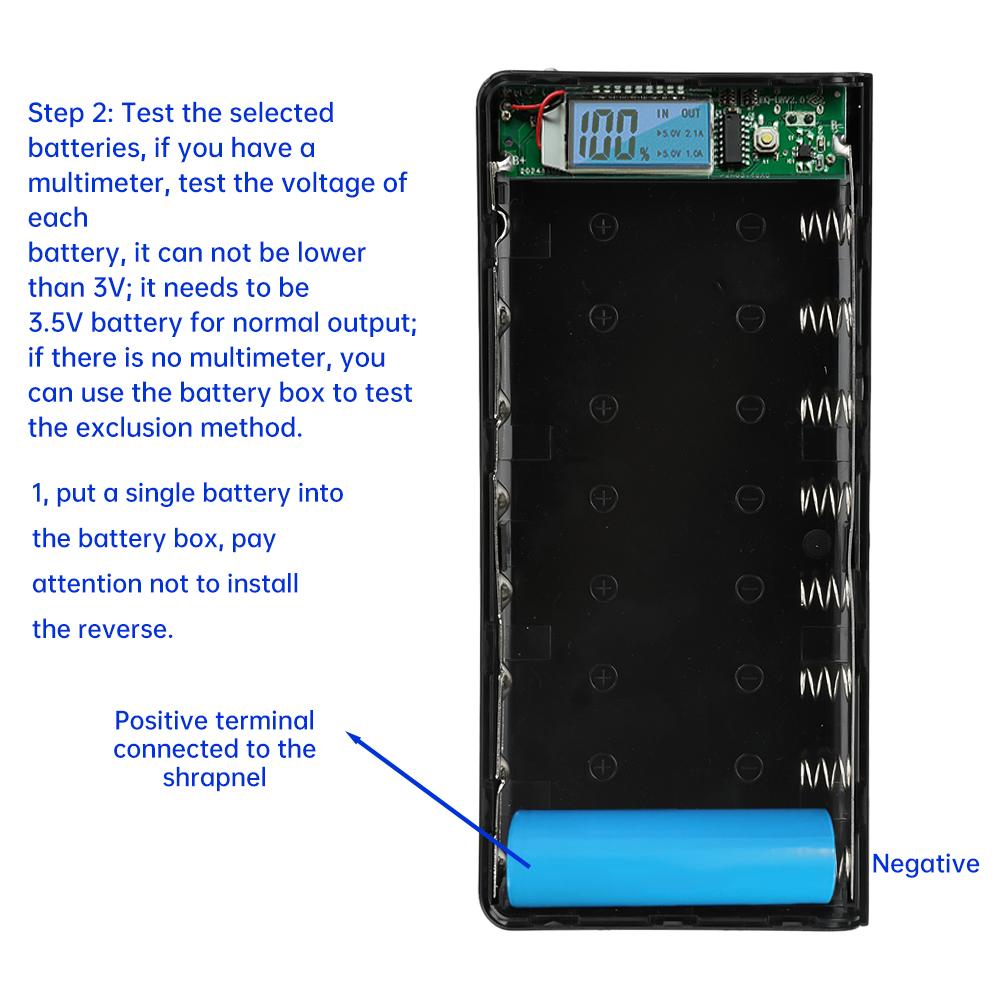 8*18650 Batteries Case No Soldering Charging Case Digital Display LCD Creen Mobile Power DIY Kits Battery Box