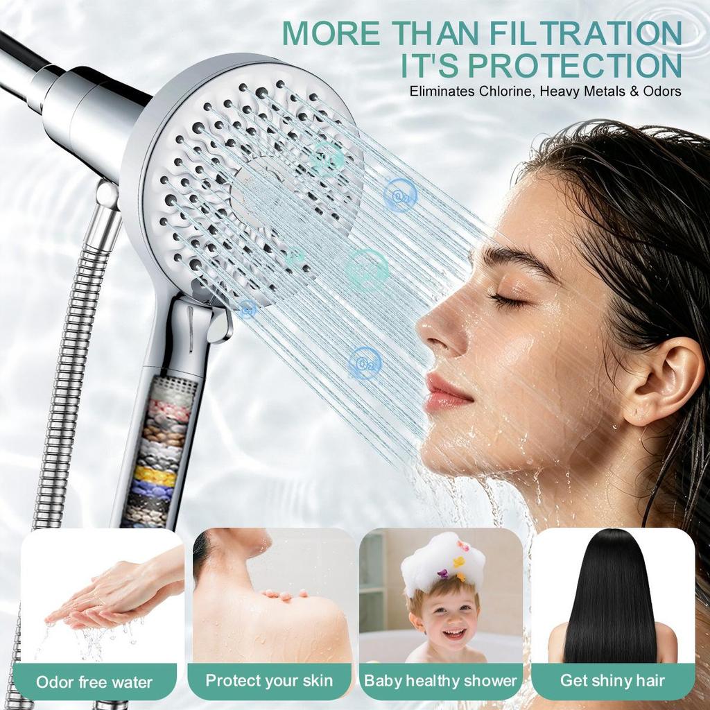 8-Mode Pressurized Filter Magnetic Shower Head Set