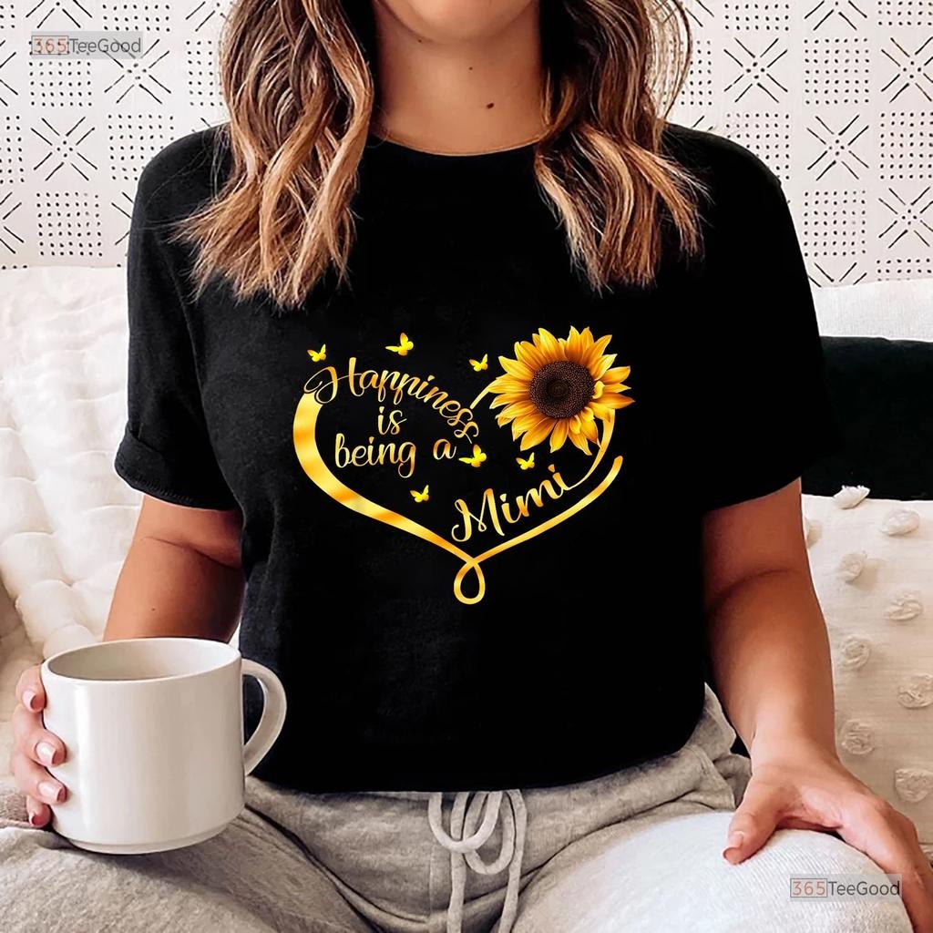 Happiness Is Being A Mimi Shirt, Sunflower Grandma Mothers Day T-shirt Tee