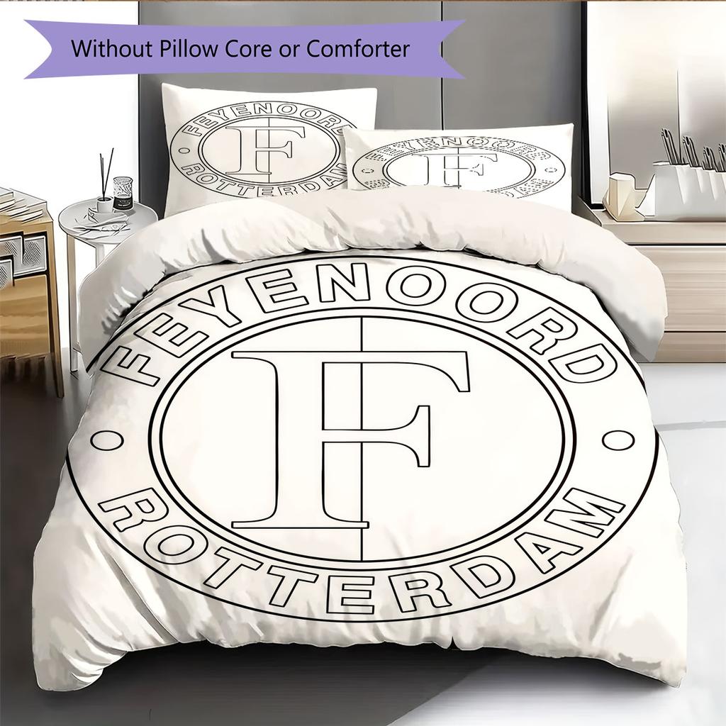 Biancheria da letto con motivo Feyenoord Decorazione per la casa Regalo di compleanno ( 1 copripiumino + 2 federe, senza imbottitura),merchandising per fan.