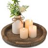 Decorative Candle Plate Small Farmhouse Table Centerpiece Rustic Wood Tealight Pillar Trays for Christmas Wedding Halloween Home Decor