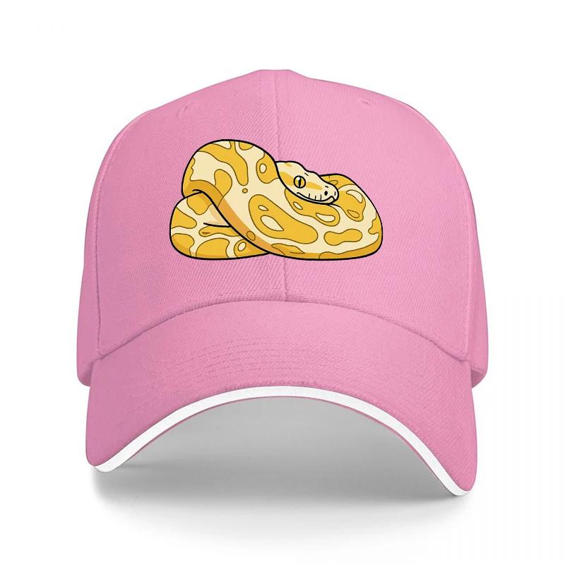 Snake Pattern Baseball Cap Black Adjustable Hat with Yellow Python Design for Men and Women Fashion Streetwear Accessory