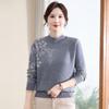 Fengxiao Mama Mid-Aged Women's Floral Thermal Knit Pullover
