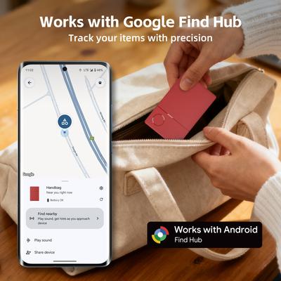 Recharaging Card Location Tracker Far Away Positioning Finder Work with Google's Find Hub for Samsung Xiaomi GMS Android Device