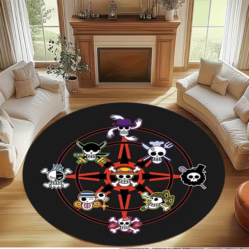 One Piece Print Round Rug, Washable Floor Carpet, For Entryway Dorm Laundry Room Office Study, Home Decor Birthday Christmas Gift