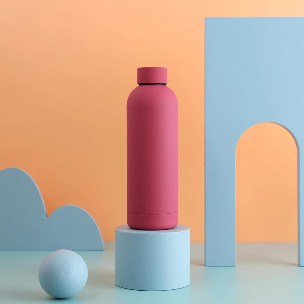 

500 мл портативный термос из нержавеющей стали для холодной и горячей воды с маленьким горлышком, изолированный стакан для чайника в спортзале, утолщенная двойная чашка для воды