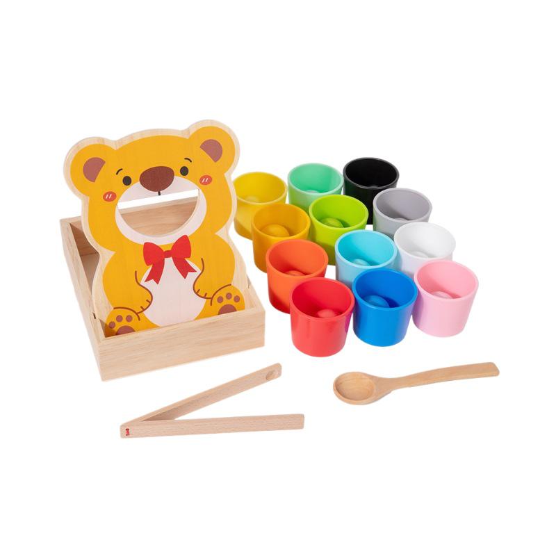 Montessori Baby Concentration Training Set: Ball, Cups, Color Recognition, Matching, Spoon, Hand-Eye Coordination Toy