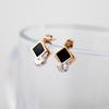 Korean Japanese Fashion Zirconium Titanium Square Stud Earrings for Women