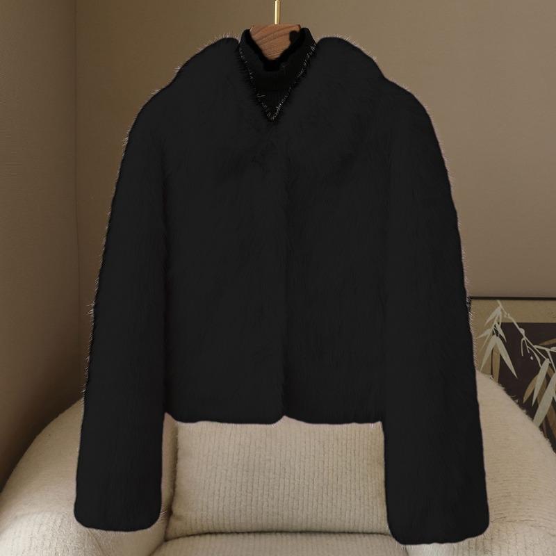 

Новая женская куртка из искусственного золотого норка, осенне-зимняя короткая хлопковая куртка из искусственного лисьего меха XL чёрный