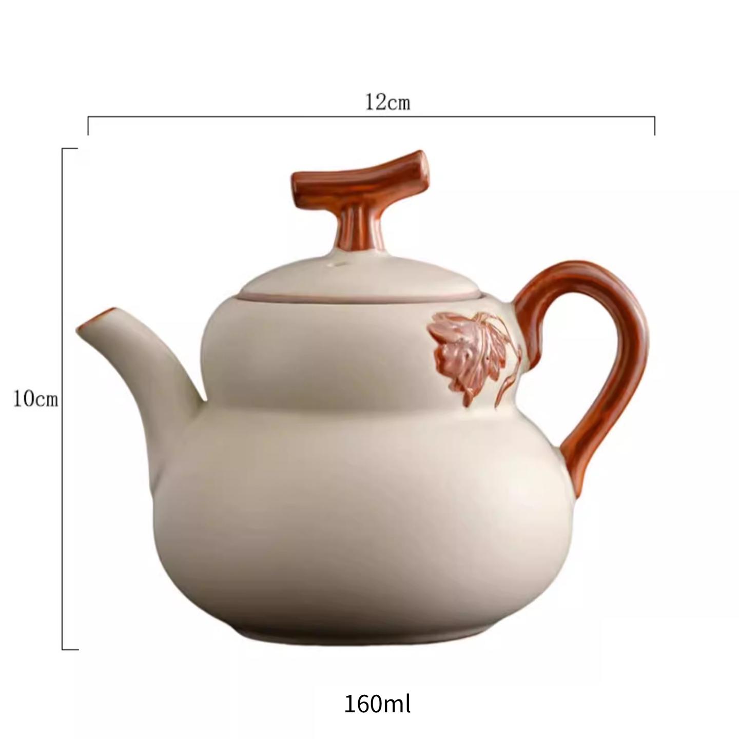 

160ml Chinese retro Hulu Pot Ru kiln ceramic open teapot Kung Fu tea set single pot Tea infuser, small porcelain pot 1pc