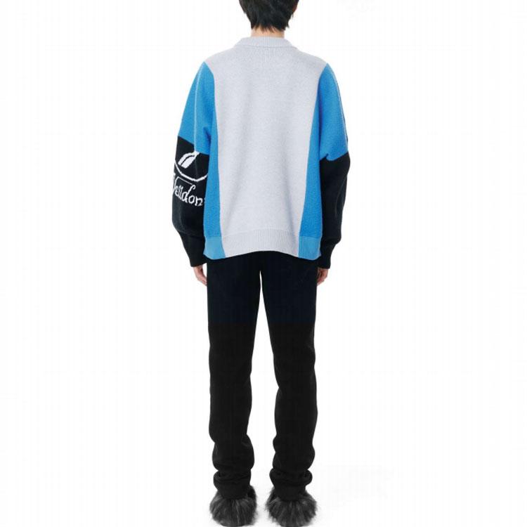 We11done Square Logo Jacquard Knit Long Sleeve Sweatshirt Unisex sweatshirt Gray WD-KT3-21-662-U-GY