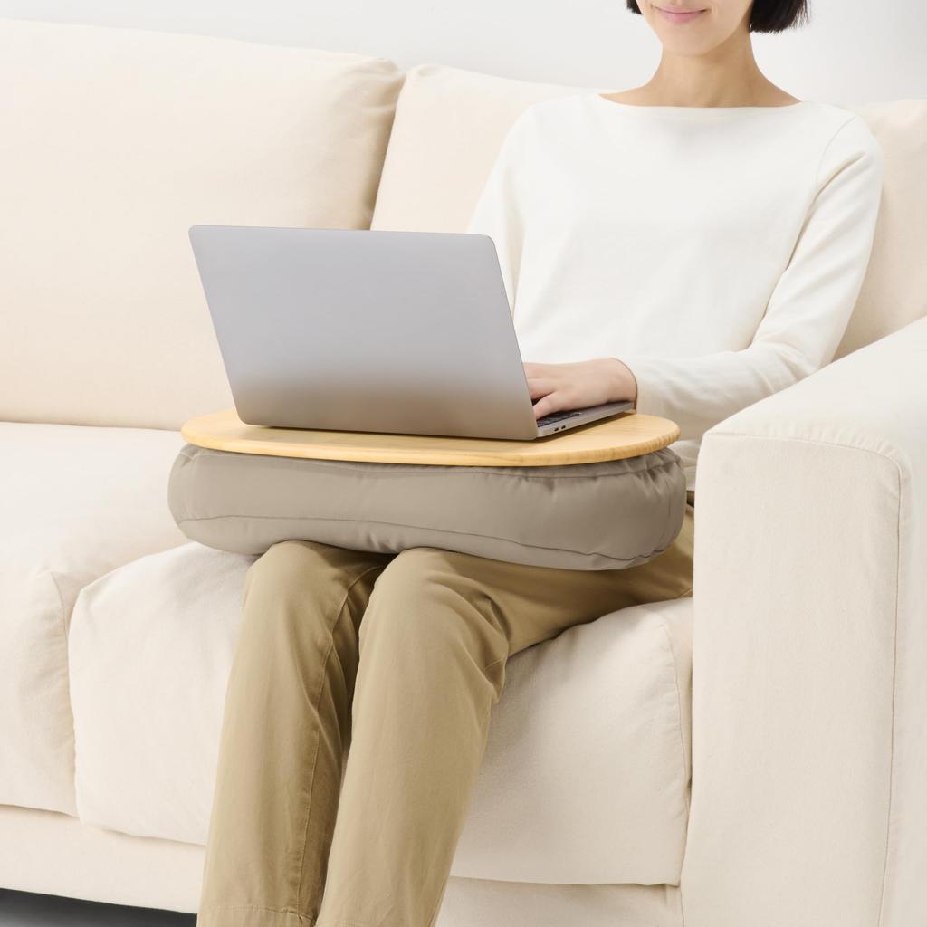 MUJI Table Cushion for Lap Gray Width 47 x Depth x Height 84391866 Use, Beige, Approx. 31.5 10cm,