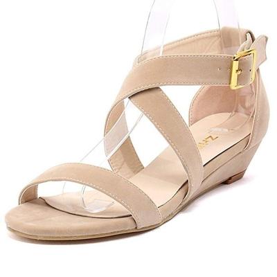 Sandales compensées à plateforme pour femmes, style simple, décontracté, bout pointu, talons hauts, talons compensés en velours, chaussures de travail