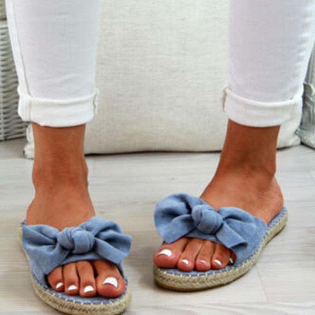 Reiner Leopardenmuster, rutschfest, offen, Damenfarbe, Schleife, Zehenhausschuhe, flache Sandalen