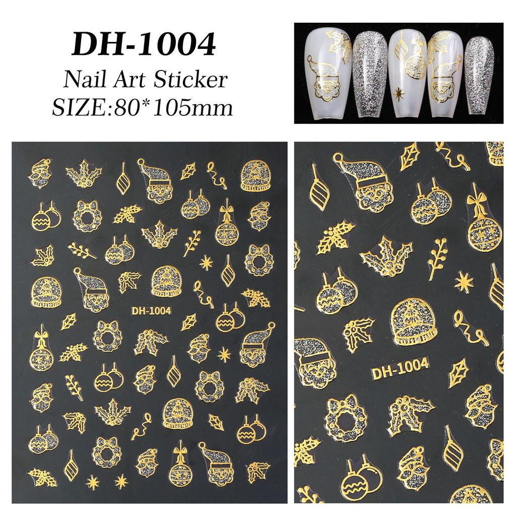 Glitter Snowman Christmas Nail Stickers - Flat Back Adhesive for DIY Nail Art