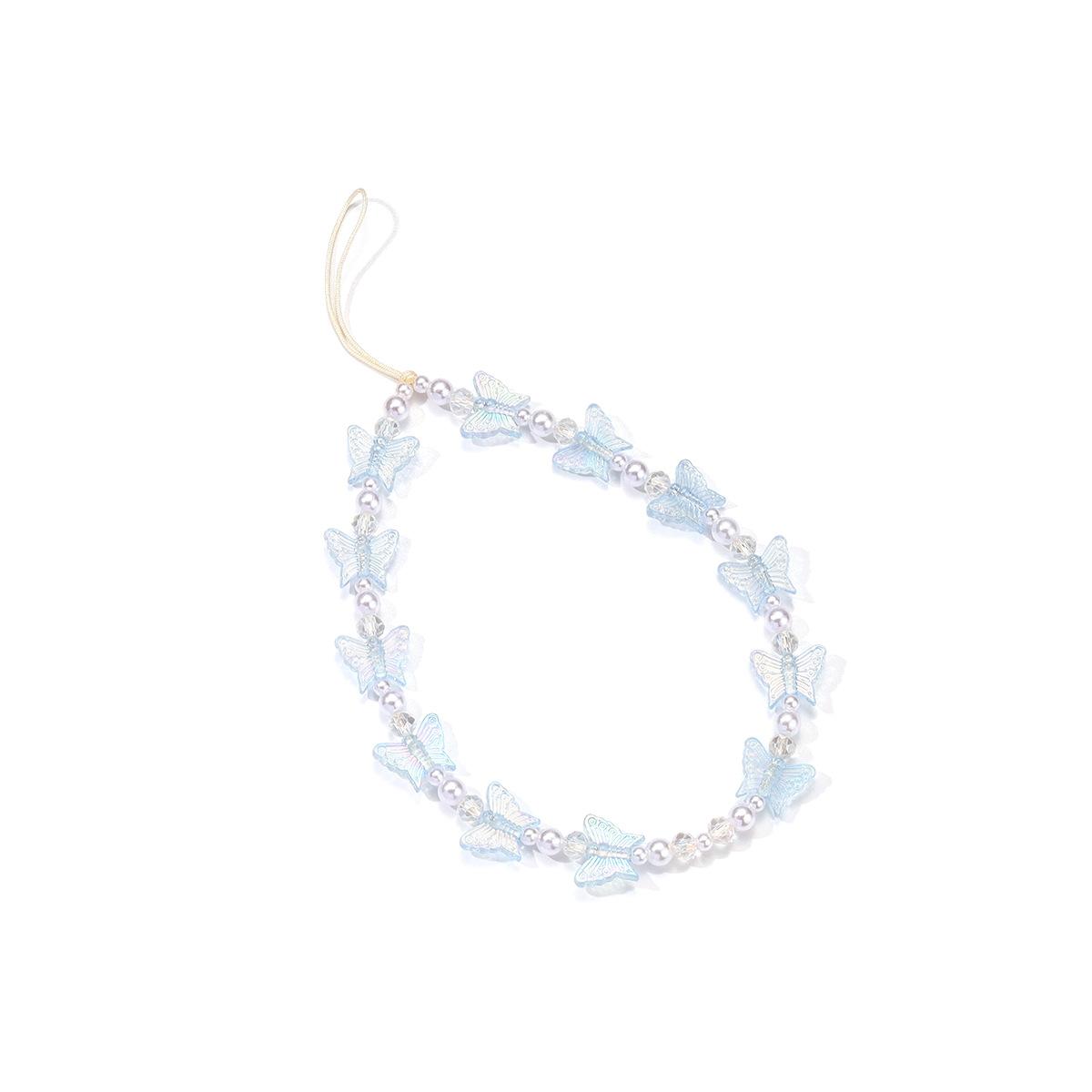 Handmade colored acrylic butterfly beaded mobile phone chain wholesale personalized wrist anti-loss pendant pendant