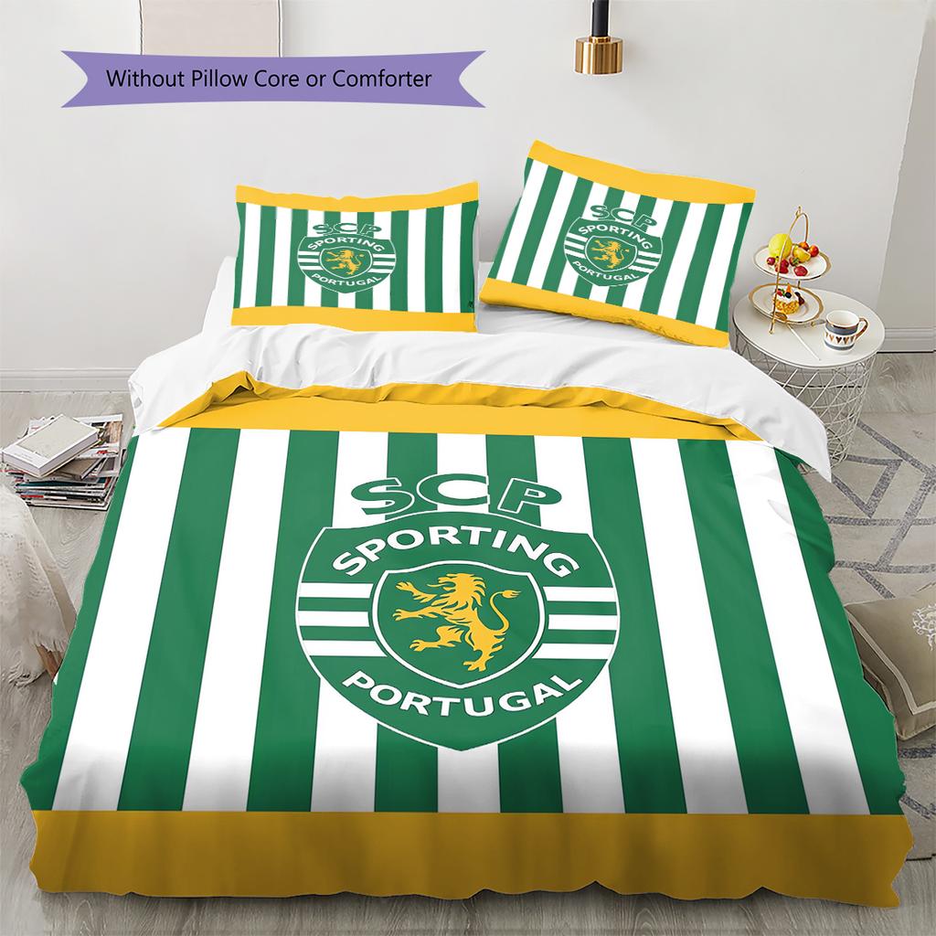 Sporting FC Pattern Bedding Quilt Set Quilt Cover Pillowcase Home Decoration Gift (1 * duvet cover + 2 * pillowcase, without core)