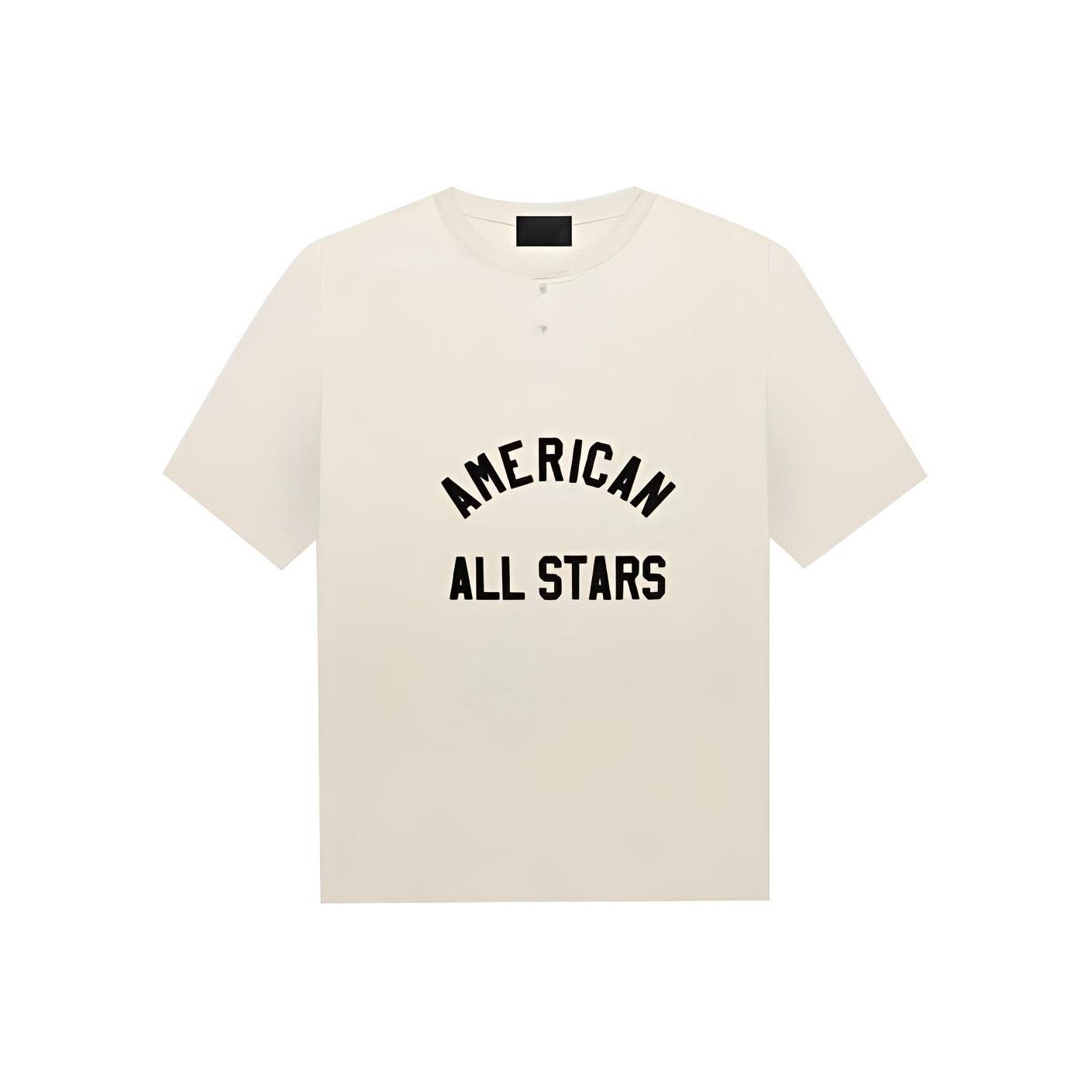 Fear Of God All Star Henley Tee Unisex Tops Cream-Heather Off-White FOG-SS21-682 S
