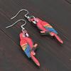 2D Flacher Roter Papagei Kreative Holzohrringe Leichte Hängeohrringe für Frauen