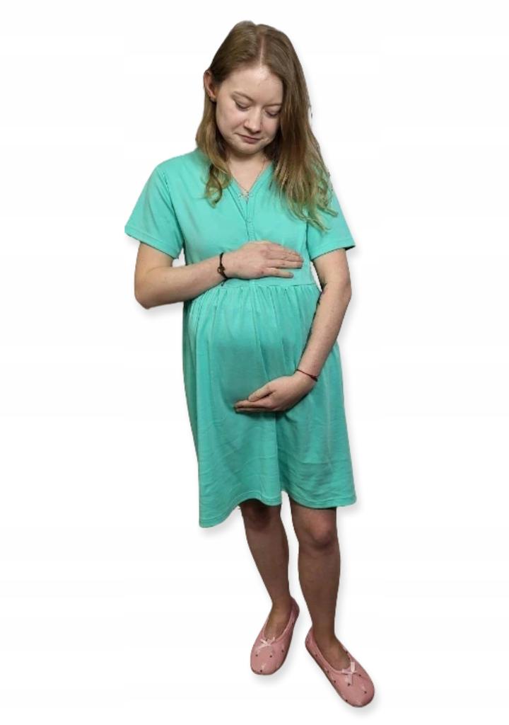 Maternity Nightgown for Childbirth Cotton Short Sleeve Size Mint