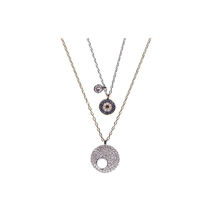 Swarovski Evil Eye Double Pendant Necklace Women necklace 5272243 Box (Random Color)