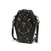 Trendy černá dívčí crossbody taška tvaru rakve Europunk Unisex motorkářská taška Módní lebka Dámská taška přes rameno Ozdoba nýty Šití