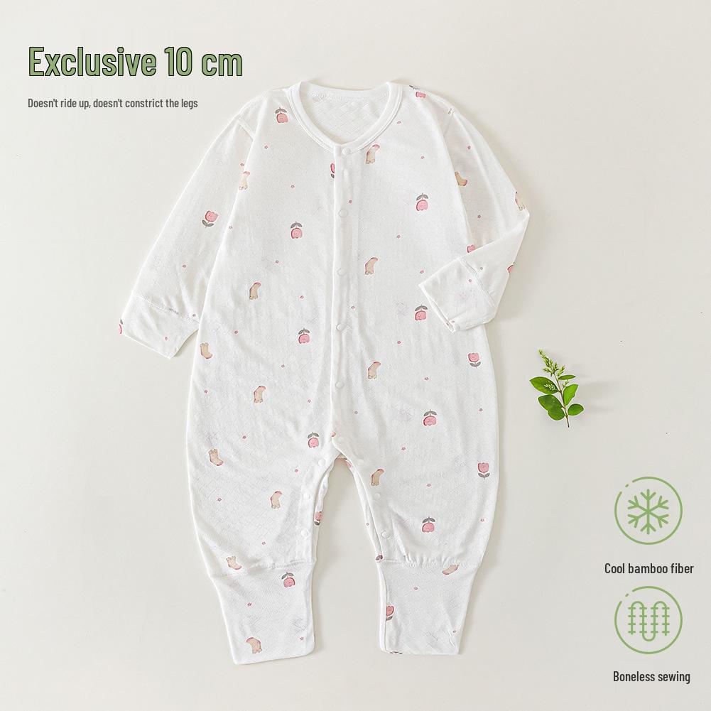 Summer Bamboo Fiber Infant & Toddler Rompers: Lightweight Unisex Baby Jumpsuit for Air Conditioning.