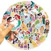 52-Piece Genuine Licensed Disney Princess Assorted Graffiti Stickers Waterproof Decor For Phone Cases Notebooks  Hand Accounts
