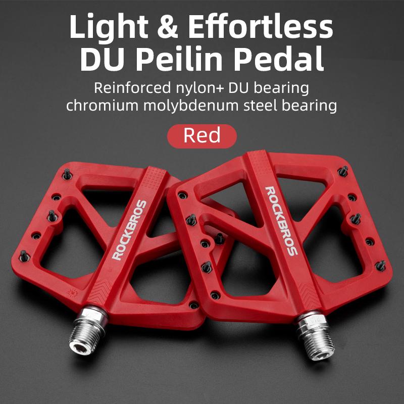 ROCKBROS Bike Pedals Nylon DU Bearing Ultra-light Mountain Non-Slip Bicycle Pedals Big Foot Road MTB Pedals Cycling Accessories