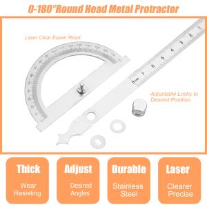 Stainless Steel Protractor 0-180 Degree Inclinometer Protractor Goniometer Angle Finder Measuring Device Ruler