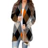 Damska codzienna moda w kratę, kardiganowa kurtka z półotwartym kołnierzykiem, średniej długości, z nieregularnym dołem