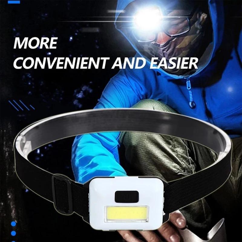3 Modes Mini Portable COB LED Headlamp Outdoor Waterproof Night Riding Fishing Headlight Battery Powered (no Battery) Headlight