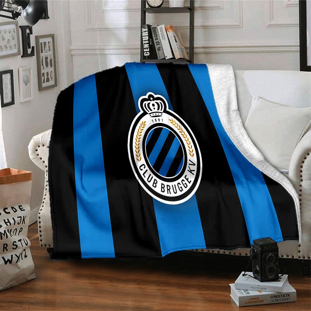 Coperta in Flanella con Stemma del Club Brugge Fc, Morbido Poliestere, Design Moderno, Per Tutte le Stagioni per Campeggio, Viaggi, Regali per le Feste o Compleanni