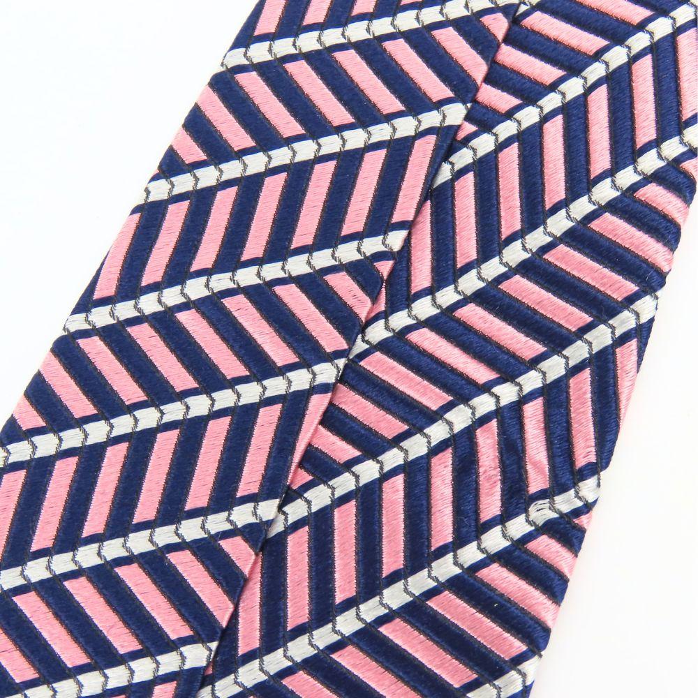 Used Dunhill tie silk pink Navy business