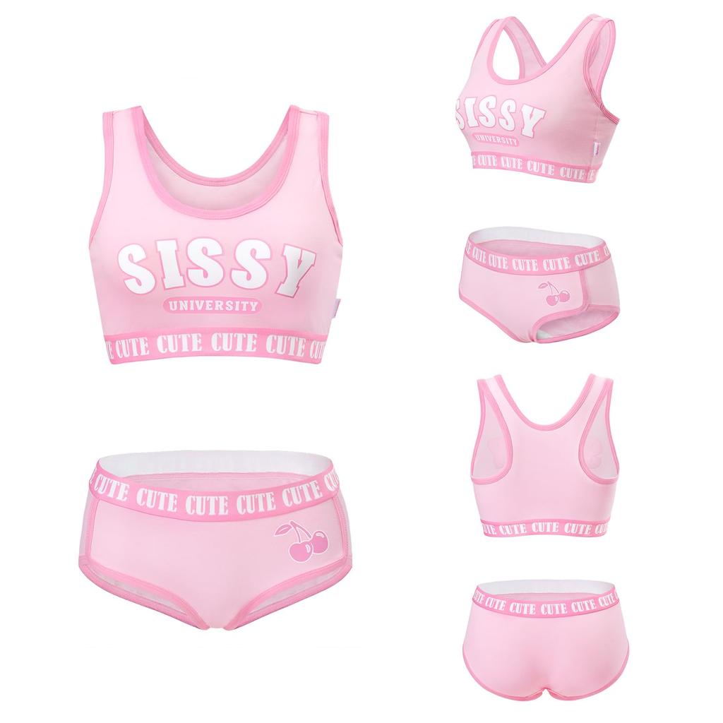 Unisex Bralette Set To Sissy Cotton Camisole and Size L [LittleForBig] 2-Piece [Welcome World] Panties, Pink,