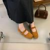Square head retro ballet shoes 2025 early autumn new flat bottom shallow mouth single shoes female lazy one pedal Mary Jane shoes