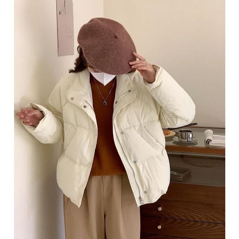 Winter Short Puffer Jacket Women Korean Style Slim Fit Cotton Coat Warm Down Alternative Outwear