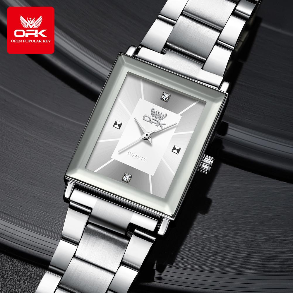 OPK Brand Watch Square Men's Stainless Steel/Mesh Belt Watch Business Quartz Waterproof Men's Watch