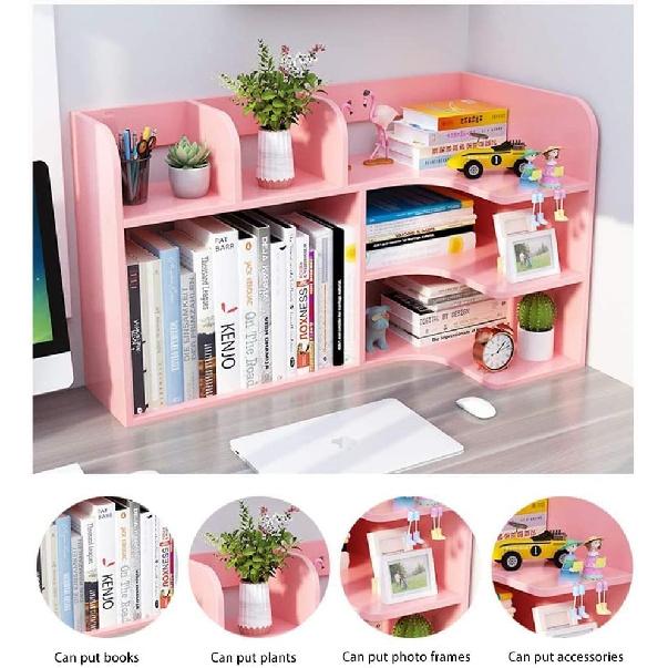 Shelves Bookshelf Organizer Desktop Bookshelf Wood Desk Organizer Office Storage Rack Free Style Display Shelf Bookcase for Tabletop Books Holder