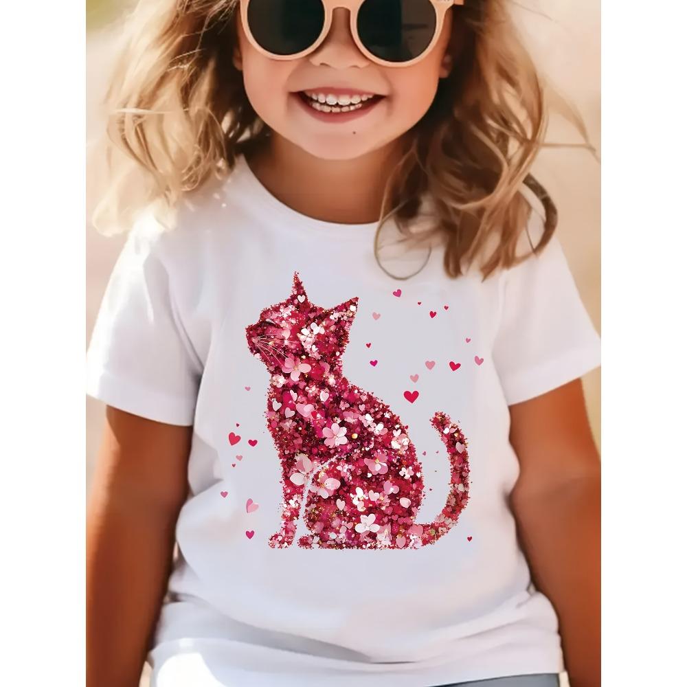 Summer Women s T-shirt Love Cat 3D Print Women s Short Sleeves T-Shirt Loose Casual Outdoor Street Women s and Men s Tees Tops XXS 890₽
