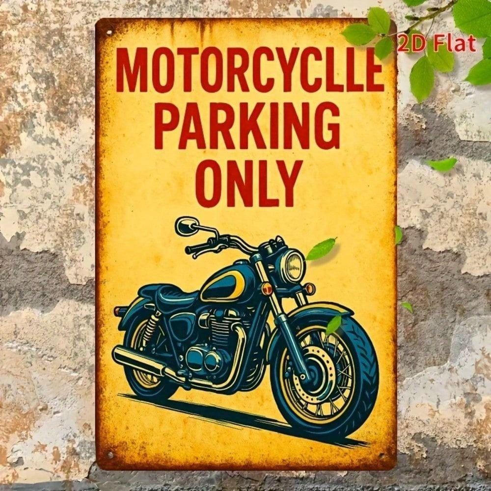 Vintage Motorcycle Parking Metal Sign Wall Art Garage Decor