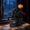 Indoor Scary Figurine Halloween Headless Horseman Statue, Vintage Bronze Textured Resin Gothic Horror Figurine, Stable Base Sculpture for Home