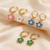 Lovely Colorful Enamel Small Flowers Pendant Earrings for Women, Gold Plated Multicolor Floral Dangle Earrings, Piercing Jewelry