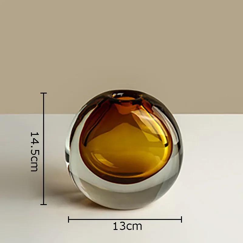 Dual Color Transparent Glass Vase Artificial Flower Decorative Flowers Pots Desk Decoration Floral Arrangement Modern Home Decor